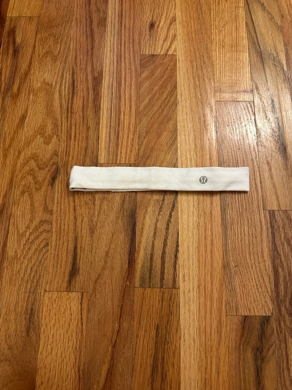 Lululemon White Ivory Non-Slip Athletic Headband Logo Running Yoga